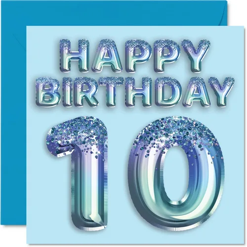 Vista 24 de Stuff4 Tarjeta de primer cumpleaños para niños, globo de fiesta con purpurina azul, tarjetas de feliz cumpleaños para niño de 1 año, nieto, hijo, 57