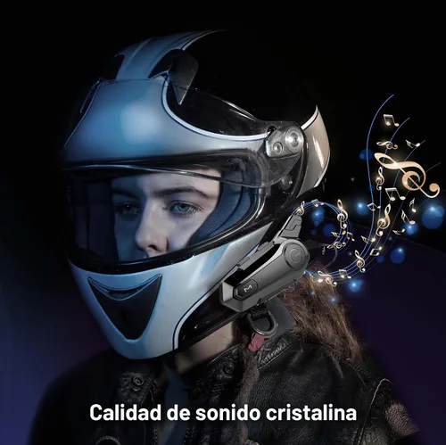 Vista 3 de Casco de motocicleta intercomunicador E1 con cancelación de ruido CVC, música estéreo IPX6, impermeable, para casco de cara completa, paquete de 2