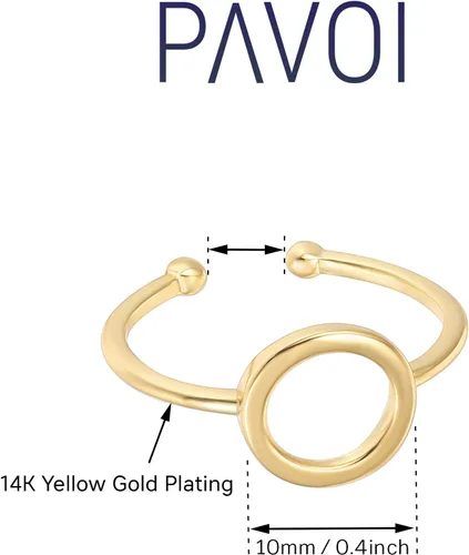 Vista 3 de PAVOI Anillos chapados en oro de 14 quilates para mujer Anillo de oro Karma Circle Anillos apilables