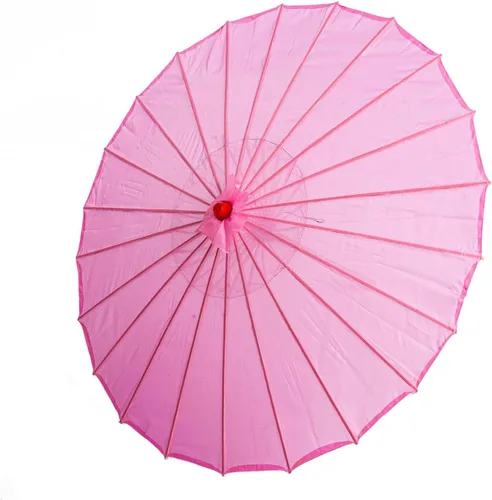 Vista 2 de THY COLLECTIBLES Parasol chino japonés de 33 pulgadas para bodas, fotografías, disfraces, cosplay, decoración y otros eventos, color sólido (rosa)