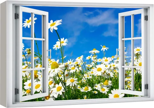 Vista 36 de wall26 - Cuadro en lienzo para pared, vista de ventana, río neón turquesa, rápido, bosque, lago, arroyo, naturaleza salvaje, fotografía, realismo