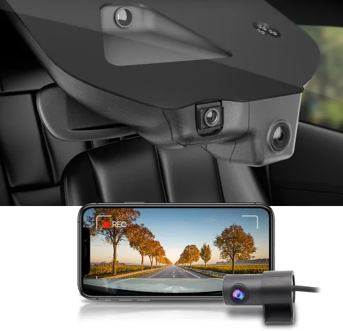 Vista 8 de Fitcamx Cámara de tablero delantera 2K+trasera 1080P para Mercedes-Benz Clase C C300 (HD2-6329) Sedan Coupe Cabriolet 2022-2025, aspecto OEM, video