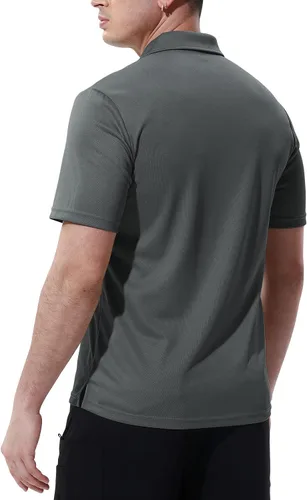 Vista 3 de TBMPOY Polo para hombre con bolsillo, manga corta, secado rápido, informal, para deportes al aire libre