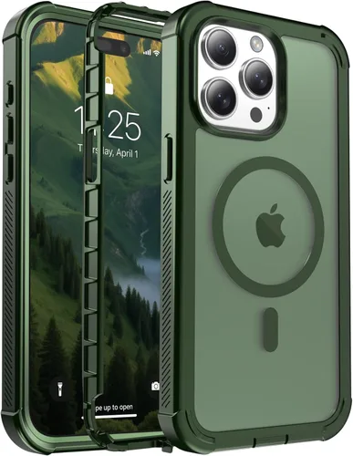Vista 131 de jaroco - Funda magnética compatible con MagSafe para iPhone 11 de 6.1 pulgadas; protección de grado militar contra caídas, de doble capa