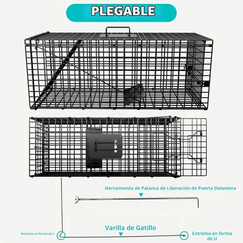 Vista 4 de Trampa de jaula para animales vivos, trampa de ardillas humanas de 24 "x 7