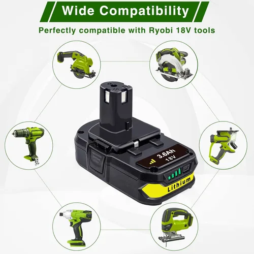 Vista 5 de DTK Batería de repuesto para Ryobi 18V Batería One Plus P102 P103 P104 P105 P107 P108 P109 P190 P122 18V ONE+ Baterías de repuesto 3.6Ah 2 paquetes