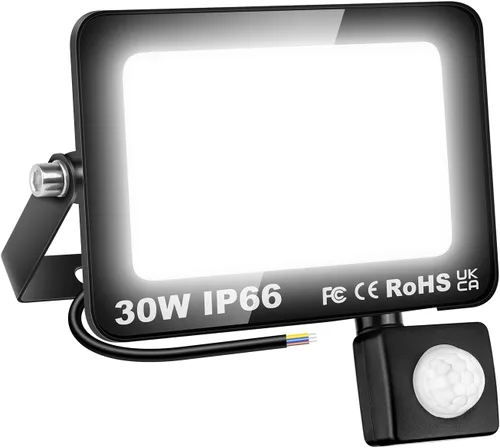 Vista 15 de Willpower Reflector LED con sensor de movimiento, luces de seguridad para exteriores de 10 W, 1000 lúmenes, lámpara exterior de 4000 K, luz blanca