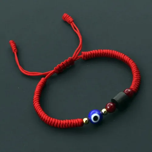 Vista 5 de 2 pulseras de mal de ojo hechas a mano ajustables de cuerda roja de la cábala, protección de la suerte, pulseras a juego para parejas, amantes