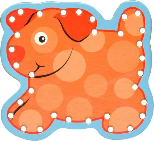 Vista 4 de Melissa & Doug. Juego de tarjetas de madera con paneles de doble cara y cordones a juego