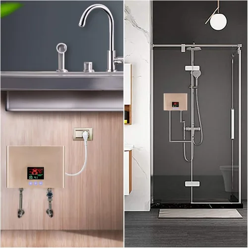Vista 8 de Calentador de agua eléctrico sin tanque de 110 V 3000 W bajo fregadero bajo demanda calentador de agua caliente instantáneo para cocina baño lavado