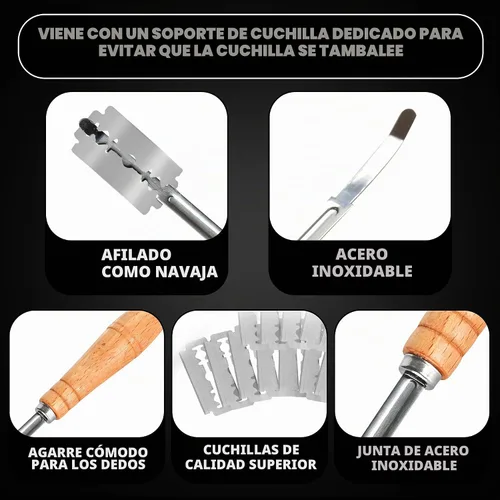 Vista 3 de Orblue - Herramienta de puntuación de masa coja para pan artesanal, herramienta de puntuación de masa madre para pan artesanal, herramienta