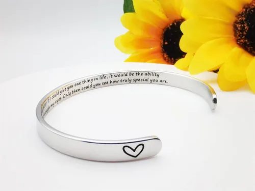 Vista 91 de Pulseras inspiradoras para mujer, joyería de acero inoxidable, con refranes, pulsera motivacional con mensaje oculto, pulseras grabadas para mejor