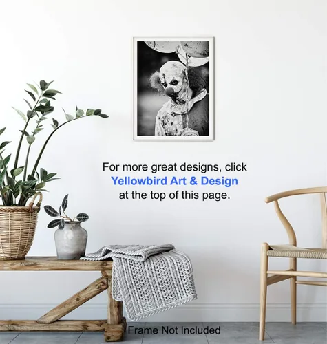 Vista 6 de Payaso aterrador, payaso espeluznante, arte de pared gótico, decoraciones góticas, decoración de pared gótica, decoración de habitación gótica, obra