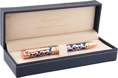 Vista 4 de Conklin Bolígrafo Endura Deco Crest en azul con detalles de oro rosa, elegante instrumento de escritura por Conklin Pen Company