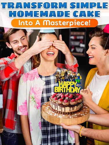 Vista 8 de Decoración para Tarta de Videojuego - Decoración de Tarta de Juego de Cartón Brillante para Jugadores, Diseño Llamativo, Instalación Firme y Fácil