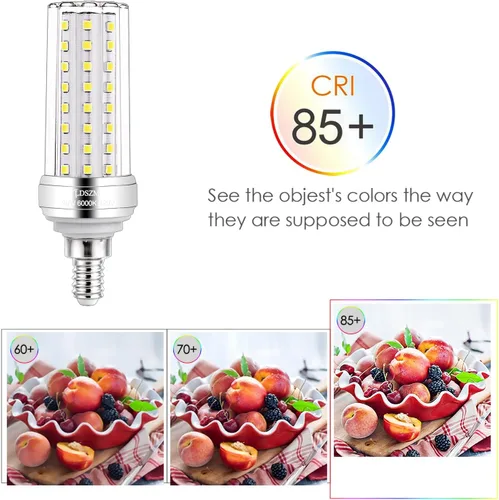 Vista 3 de Bombillas LED E12 de maíz [4.4 x 1.18 pulgadas], bombilla LED E12 de 20 W, equivalente a 150 W, 2000 lúmenes, 5000 K, luz blanca fría, no regulable