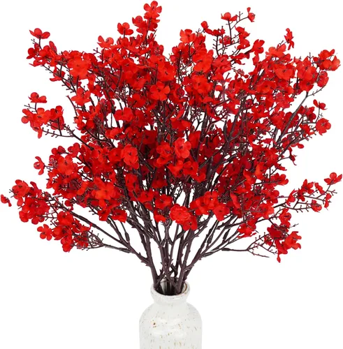 Vista 11 de Uieke - Ramo de 15 flores artificiales de Gypsophila tipo Baby Breath, flores de seda falsas de tacto real para hotel, hogar, oficina, cocina, baño
