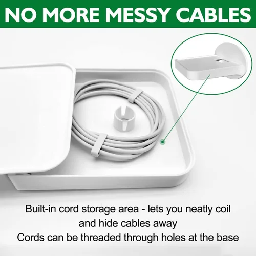 Vista 4 de Soporte de estante para enchufe, decoración de baño con gestión de cables integrada, una solución de ahorro de espacio para Homepod Mini, Google