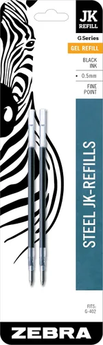 Vista 10 de Zebra Pen STEEL G-402 - Bolígrafo de gel retráctil, punta fina de 0.020 in, tinta negra suave, tinta de secado rápido para evitar manchas ni