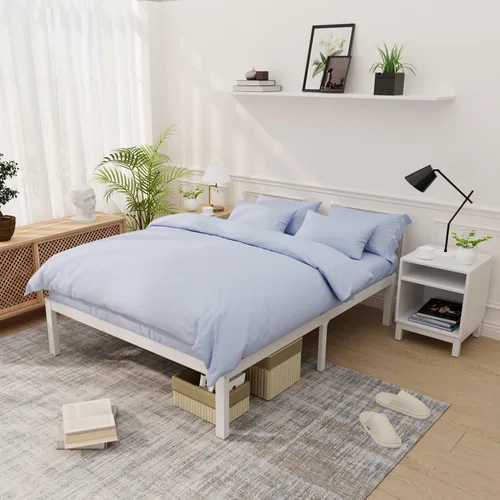 Vista 20 de Base de cama de bambú de tamaño individual con plataforma de madera, estructura sólida y estable con listones antideslizantes, cama alta,