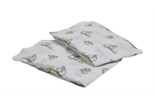 Vista 7 de Bacati - Happy Monkeys - Juego de 2 sábanas bajeras clásicas súper suaves y transpirables 100% de muselina de algodón para cuna. Se adapta a
