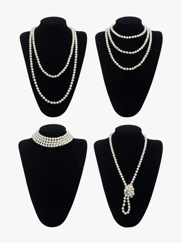 Vista 6 de SWEETV 1920s Flapper Accessories Set for Women, Roaring 20s Great Gatsby Headband Flapper Costume Accessories
