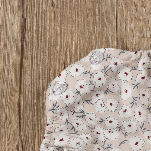 Vista 3 de Ropa de una pieza de verano para bebé niña, sin mangas, de algodón, lino, mameluco con diadema Albaricoque