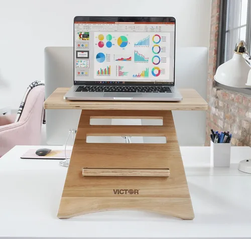 Vista 6 de Victor DC150A - Soporte ajustable para portátil de madera de acacia de alta altura, portátil, montaje rápido, perfecto para dormitorios, oficinas