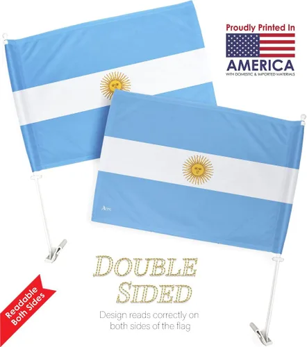 Vista 4 de Bandera de coche de Argentina para la Copa del Mundo 2022, bandera para carros, decoración de automóviles, pequeño cartel para decoración
