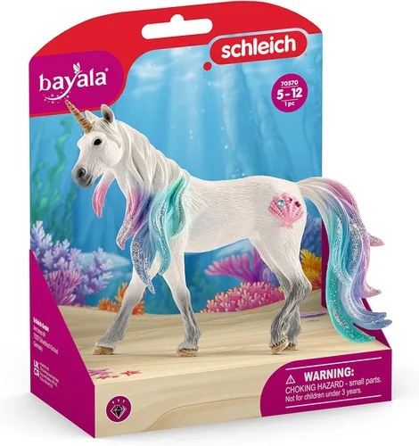 Vista 5 de Schleich bayala Mythical - Yegua de unicornio marino decorada con detalles brillantes, diamantes de imitación y gemas, juguete divertido y duradero