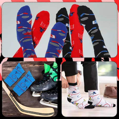 Vista 4 de Xaatren 12 pares de calcetines de hockey novedosos calcetines deportivos para niños, calcetines deportivos de hockey, fútbol, béisbol, calcetines