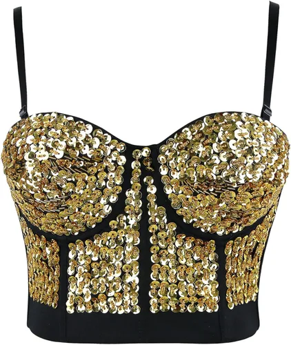 Vista 4 de Charmian Sujetador de negocios con lentejuelas de moda Burlesque para mujer