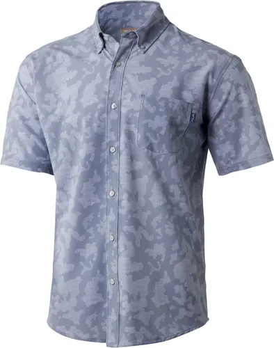 Vista 34 de HUK Camisa Kc Scott estampada Kona, camisa de rendimiento con botones de manga larga para hombre Fish Chaos - Blanco