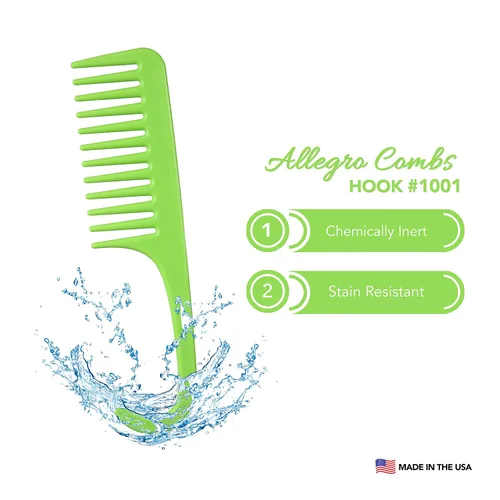 Vista 7 de Allegro Combs Peine de ducha con gancho para cabello rizado, para desenredar en húmedo o seco, 1 unidad, color verde