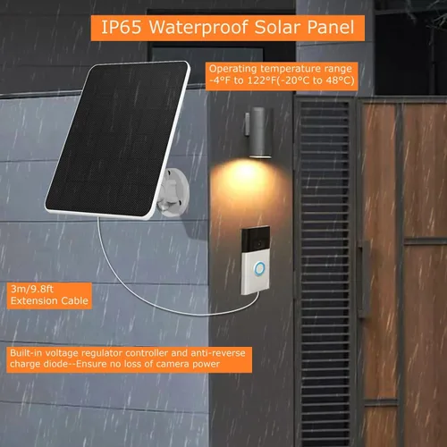 Vista 6 de Panel solar de 6 W para timbre de timbre, cargador solar para timbre de video en anillo (2ª generación 2020), timbre de video 3/3 Plus/4, timbre