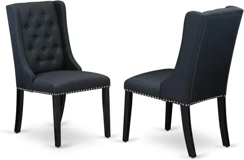 Vista 9 de East West Furniture FOP1T01 Forney Parson - Juego de 2 sillas de comedor con botones copetudos y ribete de cabeza de clavo, color crema, juego de 2