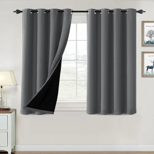 Vista 144 de H.VERSAILTEX Cortinas 100% de opacidad para dormitorio, con aislamiento térmico, cortinas opacas de 63 pulgadas de largo, cortinas de bloqueo