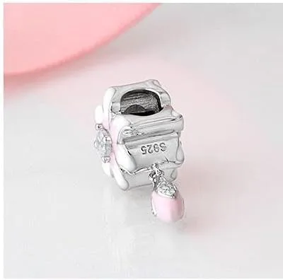 Vista 3 de FAEFASH - Abalorio de plata de ley 925 con diseño de orquídea cuentas de loto para el día de San Valentín flores y collares