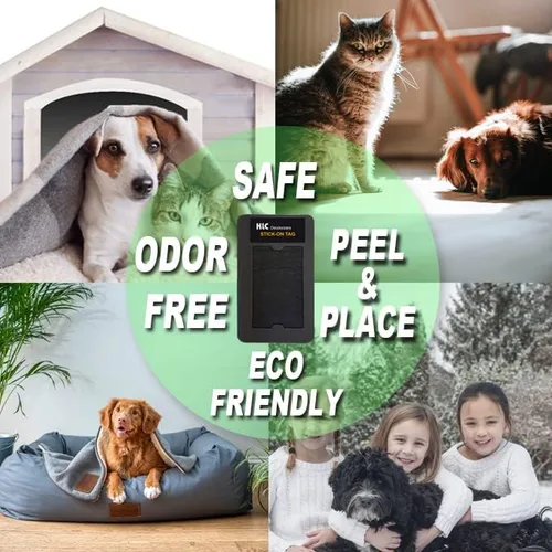 Vista 5 de KLC Ambientador de carbón absorbente de olores para mascotas, etiqueta adhesiva, paquete de 2 desodorantes para caja de arena, jaula de perro