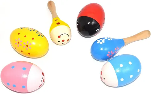 Vista 9 de Huevos de Pascua de madera agitadores juguetes, 4 huevos con 2 martillo