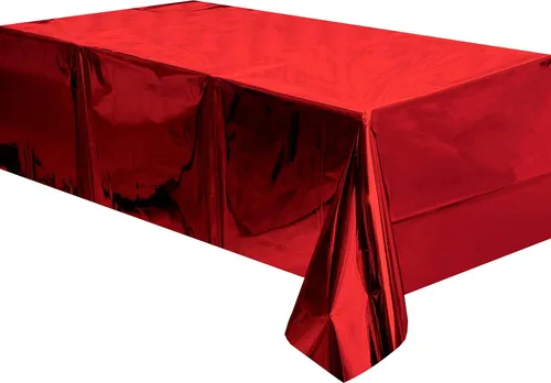 Vista 7 de Mantel de plástico dorado para mesa rectangulares, mantel de oropel para bodas, aniversarios, cumpleaños, graduación, despedida de soltera, Acción