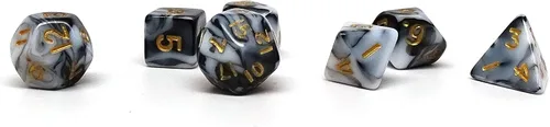 Vista 13 de Mini colección de dados poliédricos de 0.394 pulgadas - Incluye un D20, D12, D10, D8, D6, D4 y D00 (Aqua Shine)