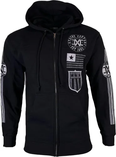 Vista 3 de Xtreme Couture by Affliction Bravenet - Sudadera con capucha y cremallera para hombre, color negro