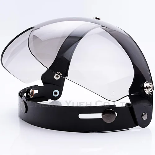 Vista 3 de Lente de visera abatible estilo piloto para cascos abiertos de motocicleta de 3 broches (ahumado claro)