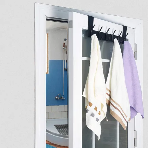 Vista 9 de WEBI Ganchos para Puerta Colgadores de Puerta: Toallero Sobre la Puerta con 6 Ganchos para Colgar, Colgador de Toallas Perchero de Puerta Colgador
