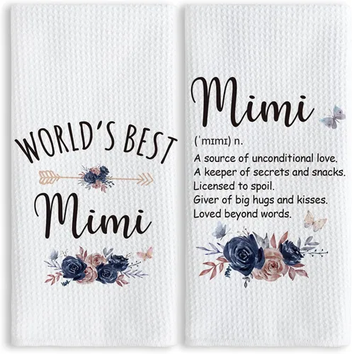 Vista 17 de TNUW Best Grandma - Toallas de cocina de 16 x 24 pulgadas, la mejor flor de Abuela del mundo, suave y absorbente, toalla de cocina, toallas de mano