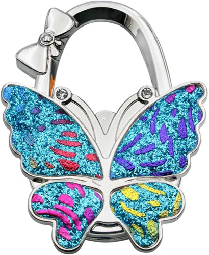 Vista 8 de Mariposa plegable - Gancho para colgar monedero, gancho portátil para colgar en la mesa para mujeres, organizador de bolsos, decoración de regalo