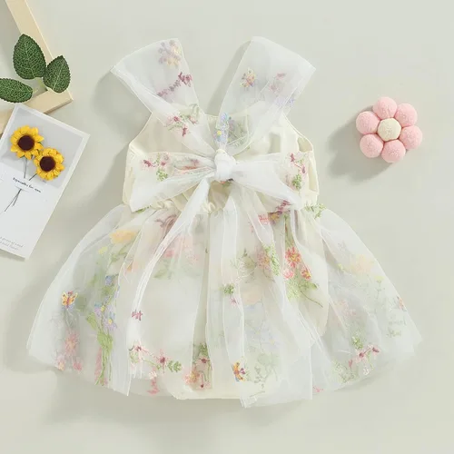Vista 79 de Mameluco para bebés y niñas de 3, 6, 9, 12, 18 meses, enterizo de manga corta, fruncido, faldas y dobladillo, diadema