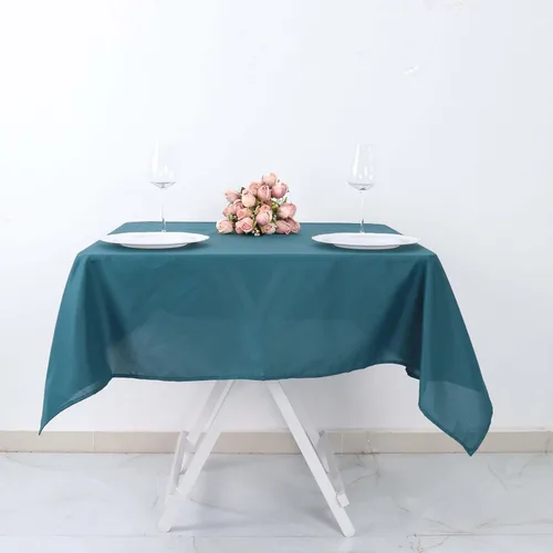 Vista 160 de Efavormart - Mantel cuadrado de lino de poliéster sin costuras, 54 x 54 pulgadas, color beige, para banquetes de boda, fiesta, restaurante