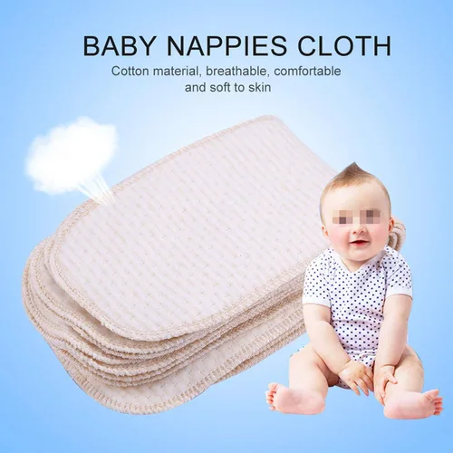 Vista 4 de Pañales de tela, algodón suave, transpirable, de alta absorción, reutilizables, insertos de pañales para recién nacidos, bebés durante la noche